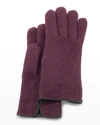 Portolano Honeycomb Stitched Cashmere Gloves In Blk Currant/blk