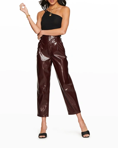 Blue Revival Unreal Patent Faux-leather Trousers In Mahogany