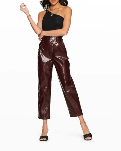 Blue Revival Unreal Patent Faux-leather Trousers In Brown