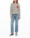 Chinti & Parker Navy-cream Breton Heart Wool-cashmere Sweater In Creamnavyred