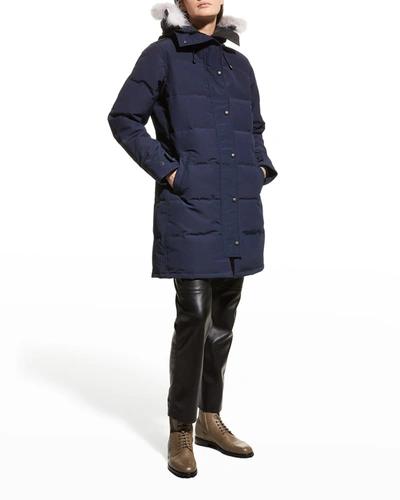 Canada Goose Shelburne Parka With Fur Hood In Atlantic Navy