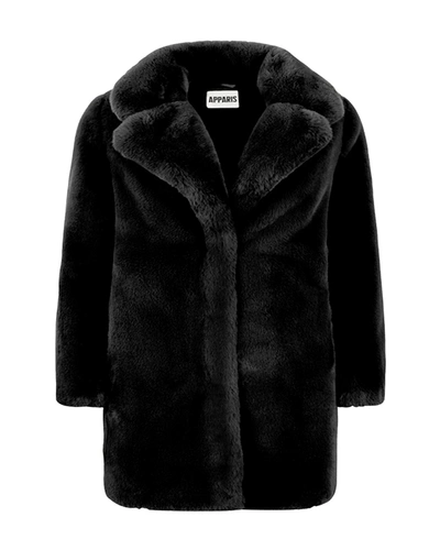 Apparis Stella Faux Fur Coat In Noir