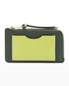 Loewe Anagram Bicolor Leather Card Holder In 4437 Khaki Yell