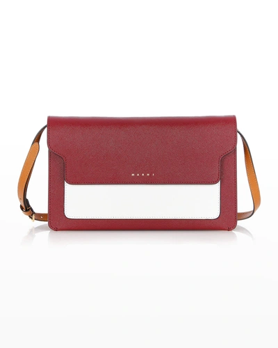 Marni Colorblock 3-compartment Pouch Crossbody Bag In Z475n Deep Red Li