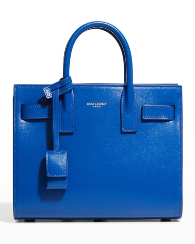 Saint Laurent Sac De Jour Nano Shiny Leather Satchel Bag In 4331 Bleu Majorel