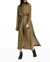 Golden Goose Belted Leopard-print Metallic Fil Coupé Chiffon Midi Shirt Dress In Brown Black Gold