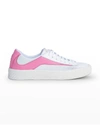By Far Rodina Perforated Leather And Suede Sneakers In White And Pastel