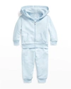 Polo Ralph Lauren Boy's Atlantic Terry Fleece Jogger Set, Sizes 3m-24m In Beryl Blue