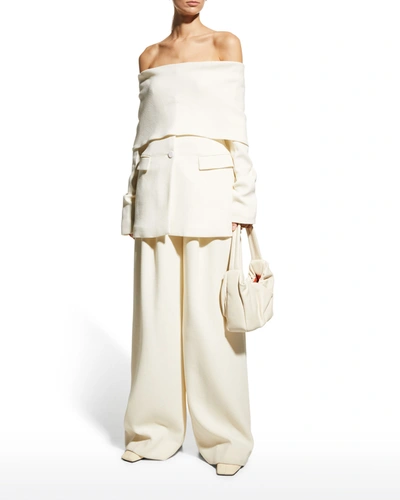 Altuzarra Wilding Off-the-shoulder Wool Blazer In Ivory