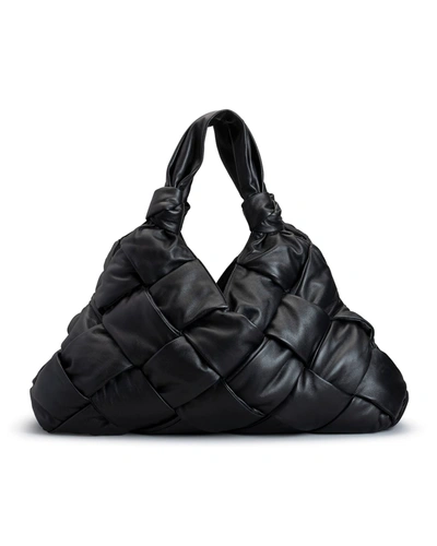 Bottega Veneta Padded Lock Large Intrecciato Leather Shoulder Bag In Black