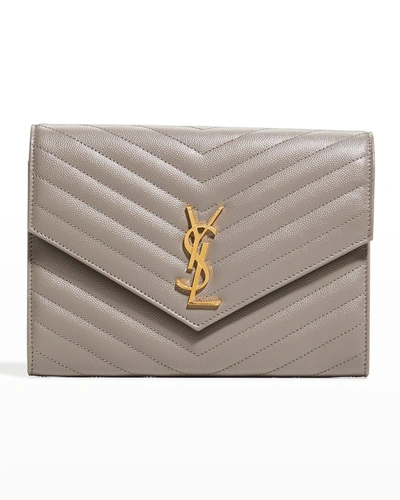 SAINT LAURENT YSL MONOGRAM GRAIN DE POUDRE CLUTCH BAG PROD228800078