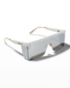 Dior Men's Club M1u Shield Sunglasses In 21c White/smoke