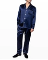 Petite Plume Men's Silk Classic-fit Pajamas In Navy