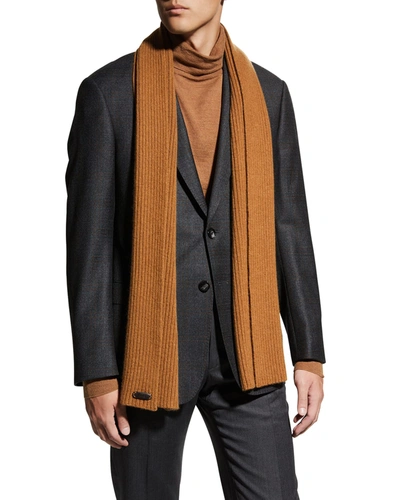 Brioni Men's Ribbed Cashmere Scarf In 9800camel