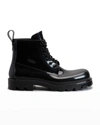 Bottega Veneta Round Toe Lace-up Combat Boots In Black