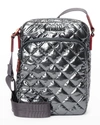 Mz Wallace Metro Metallic Quilted Crossbody Bag In Anthracite Metall