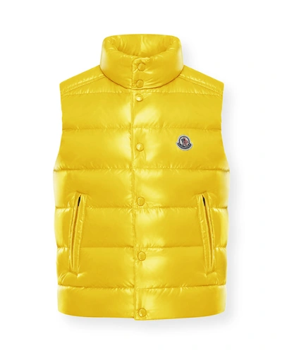 Moncler Kids' Boy's Tib Logo Quilted Vest In 10h Yellow