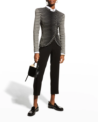 Emporio Armani Jacket In Op-art Patterned Jacquard Knit In Black Multi