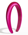 Jennifer Behr Tori Hammered Silk Satin Headband In Hot Pink