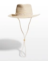 Eric Javits Tucson Woven Fringe Fedora Hat In White Mix