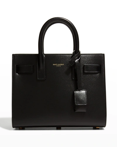 Saint Laurent Sac De Jour Nano Shiny Leather Satchel Bag In 1000 Nero