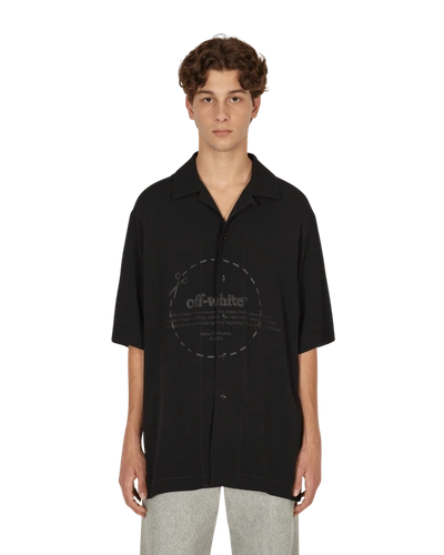 Off-white Cut Here Logo Holiday Shirt In Black Black