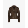 Allsaints Womens Loch Brown Dalby Leather Biker Jacket 8