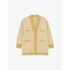 Sandro Womens Ecru Argile Dane Houndstooth Knitted Cardigan 8