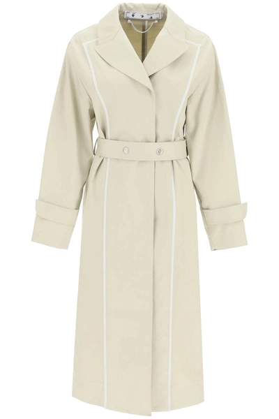 Off-white Organic Cotton Trench Coat In White