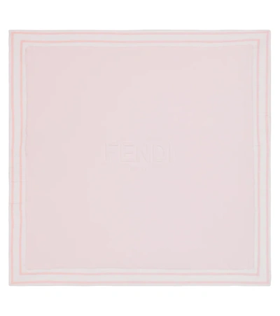 Fendi Baby Logo Cotton Blanket In Rosa Baby