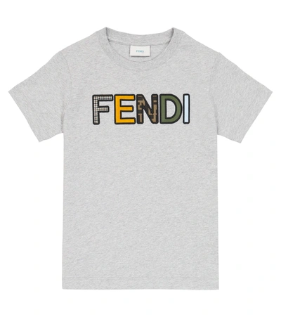 Fendi Kids' Logo棉质t恤 In Grey