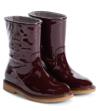 Bonpoint Kids' Wild Patent Leather Boots In Chocolat