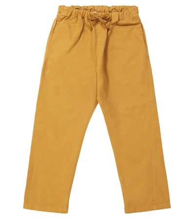 Caramel Kids' Leda Cotton Pants In Mustard Twill