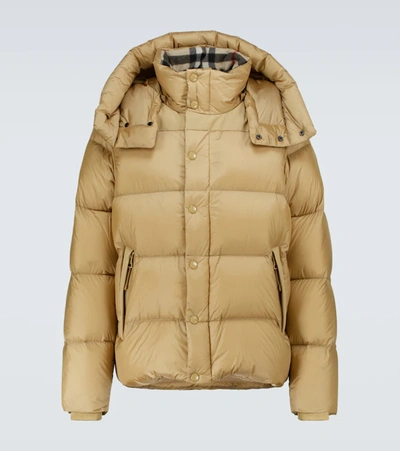 Burberry Lockwell Detachable Sleeve Down Puffer Coat In Beige