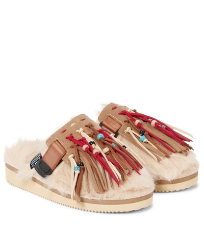 Alanui X Suicoke Zavo Faux Fur Slippers In White | ModeSens