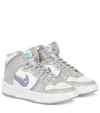 Nike Dunk Hi Rebel Perforated Leather Sneakers In Sail/iron Purple-college Grey