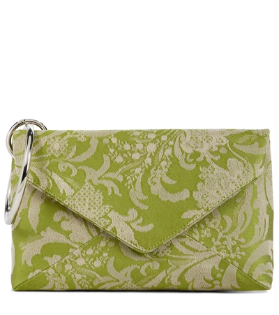Dries Van Noten Womens Green Floral-print Jacquard Clutch Bag