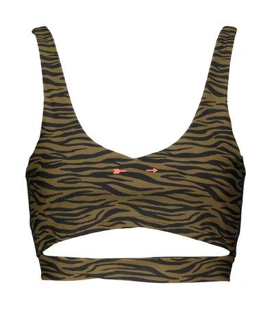 The Upside Malibu Tiger Bowie Crop Top In Olive