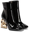 DOLCE & GABBANA JACKIE PATENT LEATHER ANKLE BOOTS,P00590971