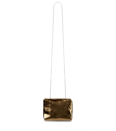 Jil Sander Metallic Leather Clutch In Fir Green