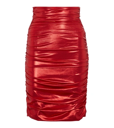 Dolce & Gabbana High-rise Foil-effect Miniskirt In Lamina Rossa