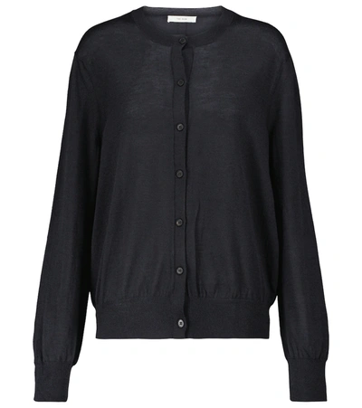 The Row Battersea Cashmere Cardigan In Dark Navy