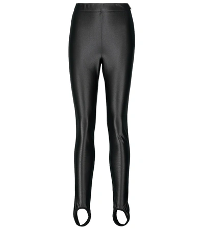 Moncler High-shine Stirrup-cuff Leggings In Nero