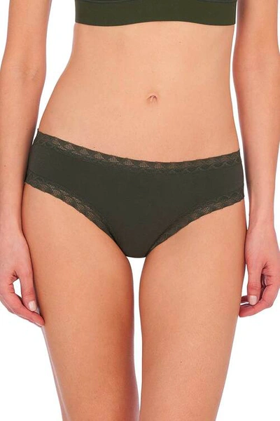 Natori Bliss Girl Comfortable Brief Panty Underwear With Lace Trim In Ivy