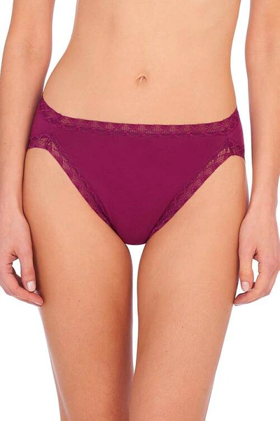 Natori Intimates Bliss French Cut Brief Panty Underwear With Lace Trim In Port