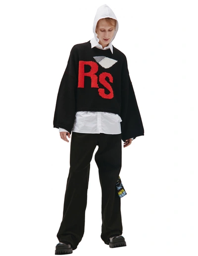 Raf Simons Black Cropped Logo Sweater