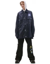 RAF SIMONS NAVY BLUE LOGO DENIM SHIRT JACKET,212-M723-10031-0044