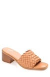 Journee Collection Women's Fylicia Woven Block Heel Slide Sandals In Tan