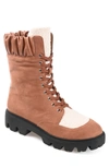 Journee Collection Elibor Faux Shearling Bootie In Brown