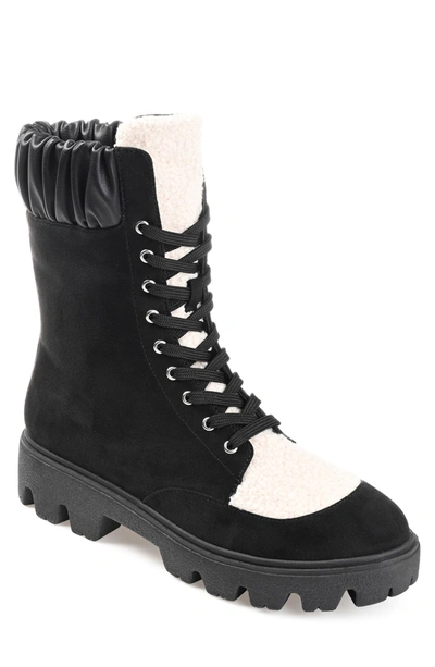 Journee Collection Elibor Faux Shearling Bootie In Black